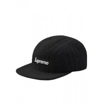 NEW Supreme FW17 Fitted Cable Knit Camp Cap M/L Black 2400 Feedback  eb-98332432